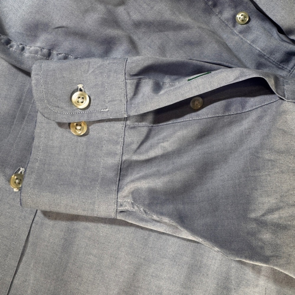 Tommy Hilfiger Mens Dress Shirt 17 36-37 Blue Cotton Button Down Long Sleeve - Picture 7 of 8